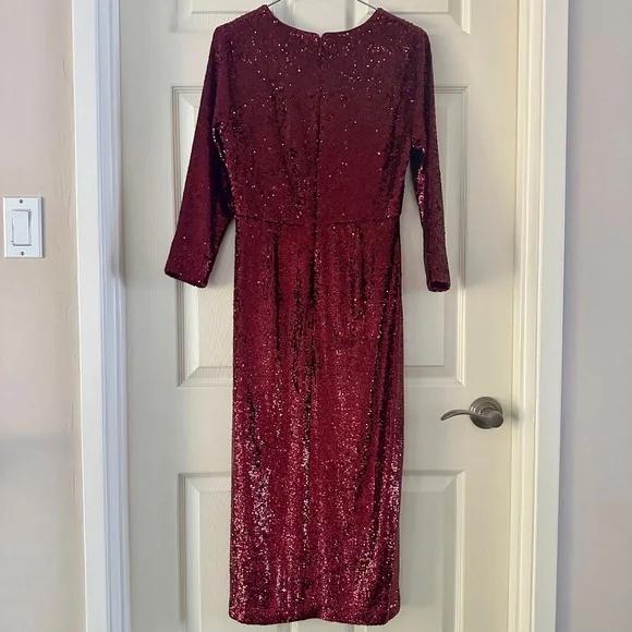 A.L.C. Jagger Sequin Midi Dress in Bordeaux - Picture 6 of 15